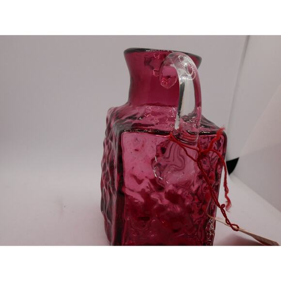 Vintage Hand Blown Pilgrim Crinkle Glass Cranberry Small Pitcher - Picture 12 of 16
